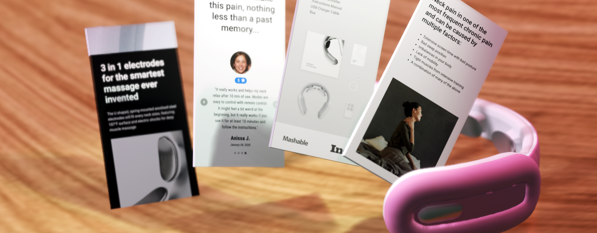 Neck massager website design with neck massager on the right dropshipping website development