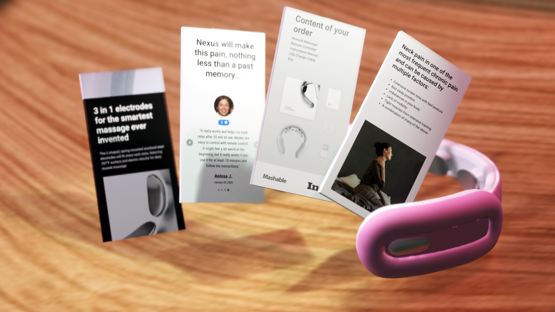 Neck massager website design with neck massager on the right dropshipping website development